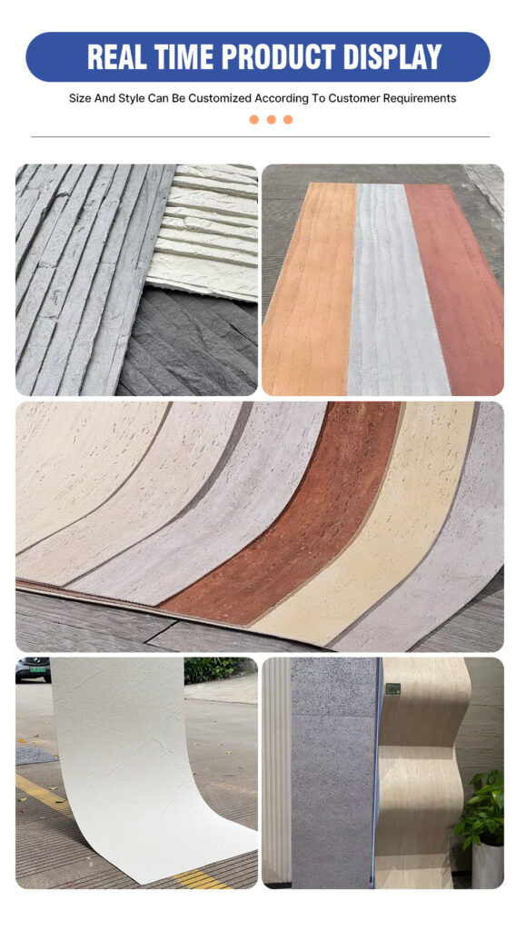 Flexible Stone Series – Skin Feeling Series offers a delicate, soft-touch surface inspired by natural stone. Lightweight, waterproof, and fire-resistant, it can be applied to flat or curved surfaces, creating a refined and comfortable atmosphere for both interior and exterior spaces.插图4